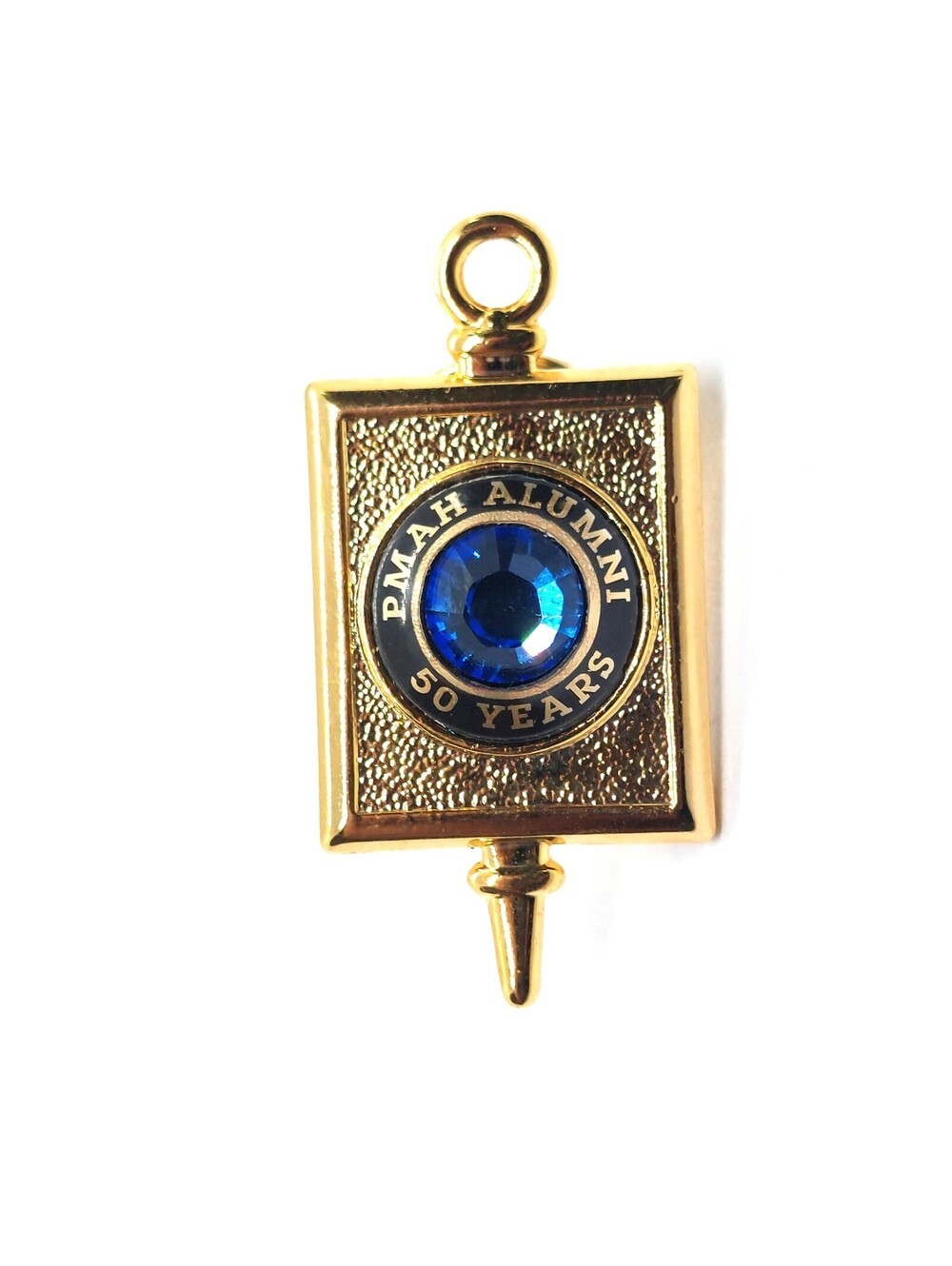 PMAH Alumni 50 Years Pin Gold Tone Blue Gemstone Commemorative Anniversary Award